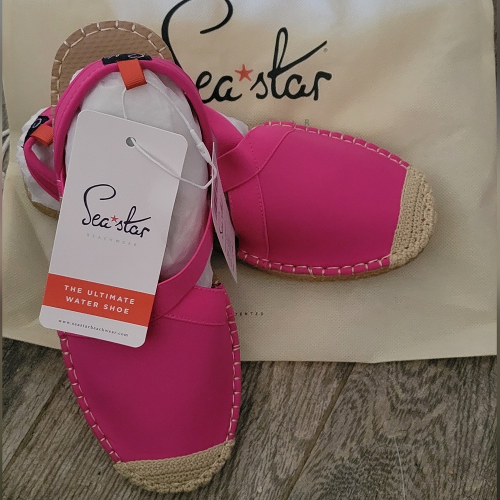 Sea Star Beachwear Seafarer Slingback Espadrille Sandals Shoes Neoprene Hot Pink
